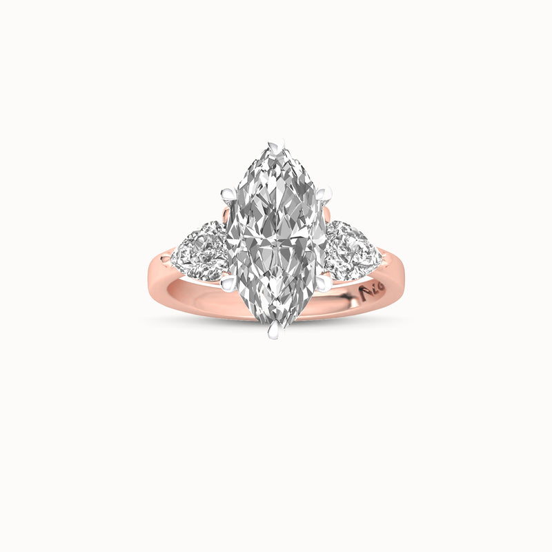 1MQ402PS60 - Marquise Three Stone Engagement Ring with Pear Side Accents
