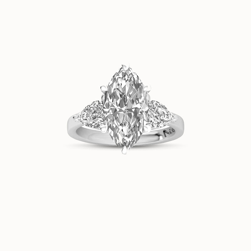 1MQ402PS60 - Marquise Three Stone Engagement Ring with Pear Side Accents