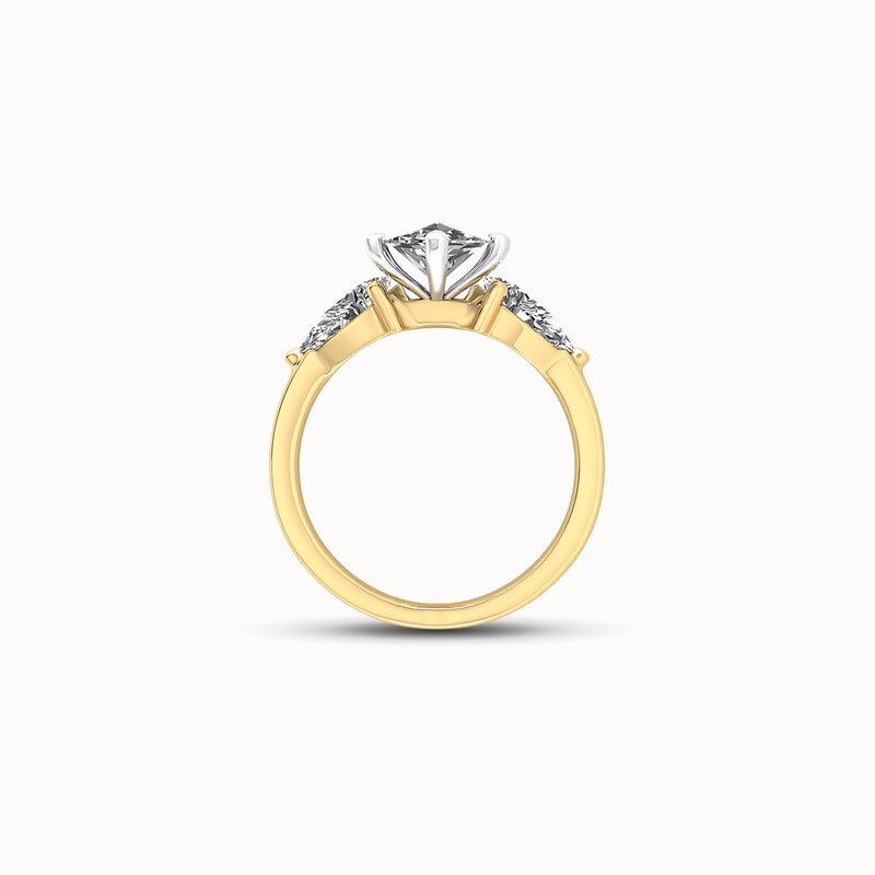 1MQ402PS60 - Marquise Three Stone Engagement Ring with Pear Side Accents