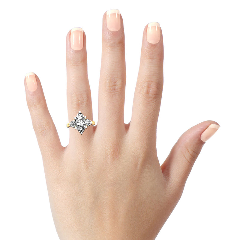1MQ402PS60 - Marquise Three Stone Engagement Ring with Pear Side Accents