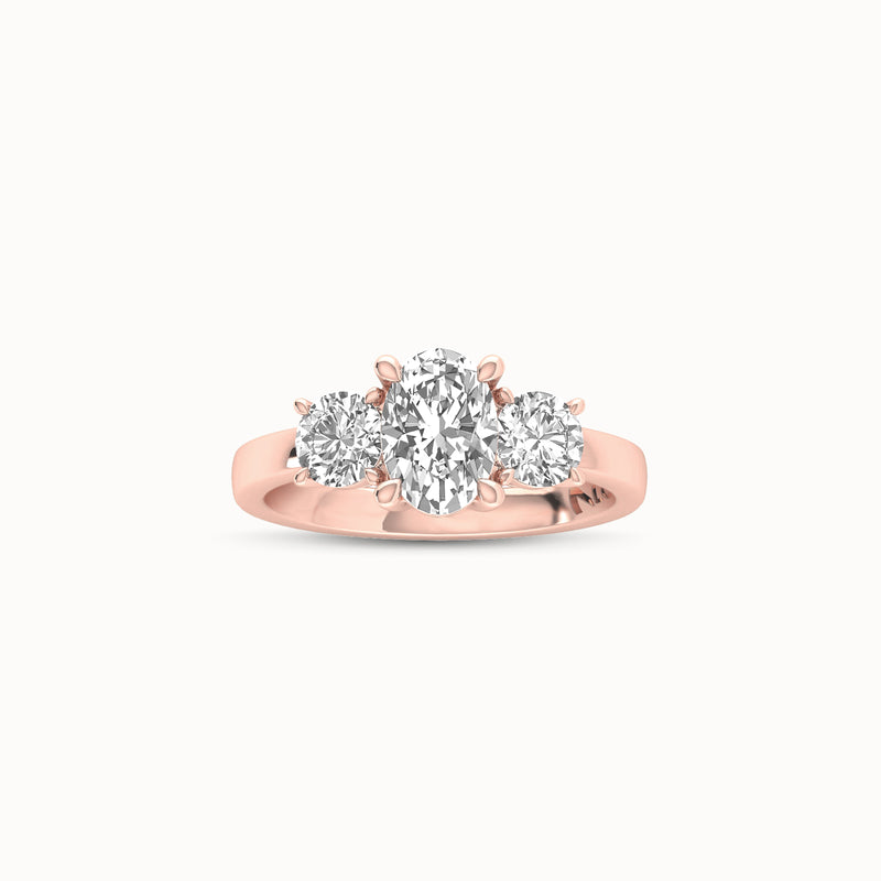 1OV102RD80 - Oval Three Stone Engagement Ring with Round Side Accents