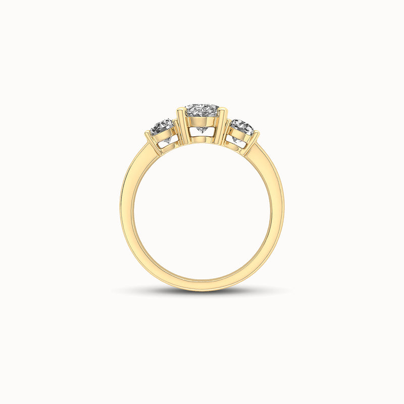 1OV102RD80 - Oval Three Stone Engagement Ring with Round Side Accents