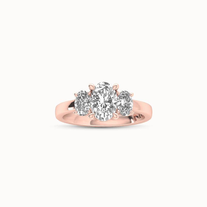 1OV102OV50 - Oval Three Stone Engagement Ring with Oval Side Accents