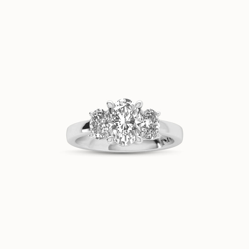 1OV102OV50 - Oval Three Stone Engagement Ring with Oval Side Accents