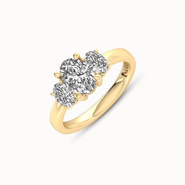 1OV102OV50 - Oval Three Stone Engagement Ring with Oval Side Accents
