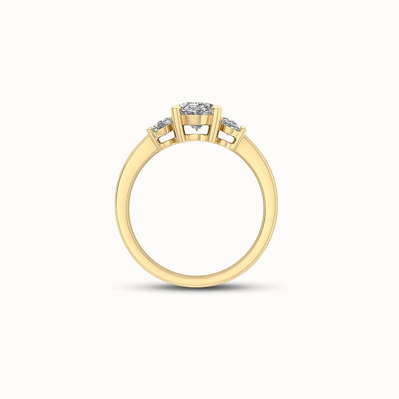 1OV102OV50 - Oval Three Stone Engagement Ring with Oval Side Accents