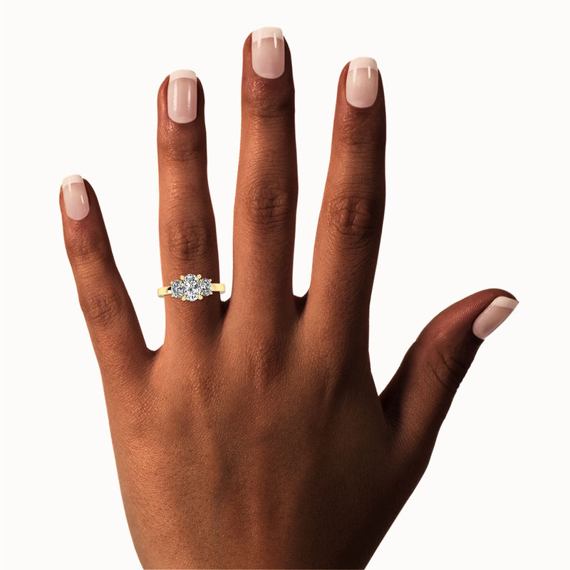 1OV102OV50 - Oval Three Stone Engagement Ring with Oval Side Accents