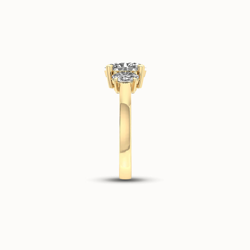 1OV102OV50 - Oval Three Stone Engagement Ring with Oval Side Accents