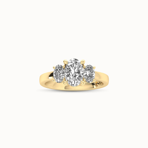 1OV102OV50 - Oval Three Stone Engagement Ring with Oval Side Accents