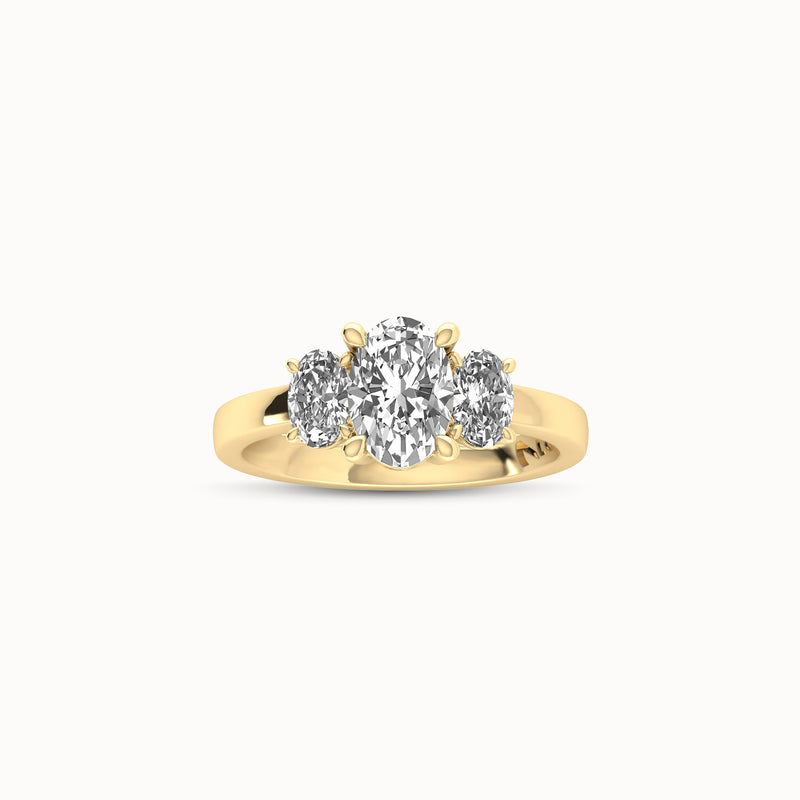 1OV102OV50 - Oval Three Stone Engagement Ring with Oval Side Accents