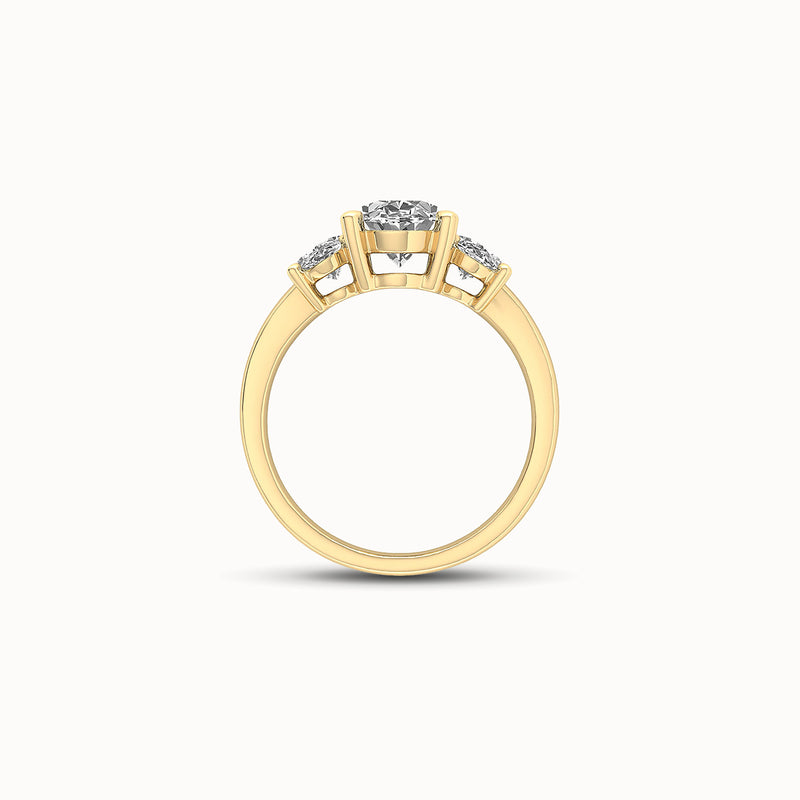 1OV152OV90 - Oval Three Stone Engagement Ring with Oval Side Accents