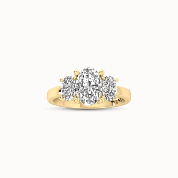 1OV152OV90 - Oval Three Stone Engagement Ring with Oval Side Accents