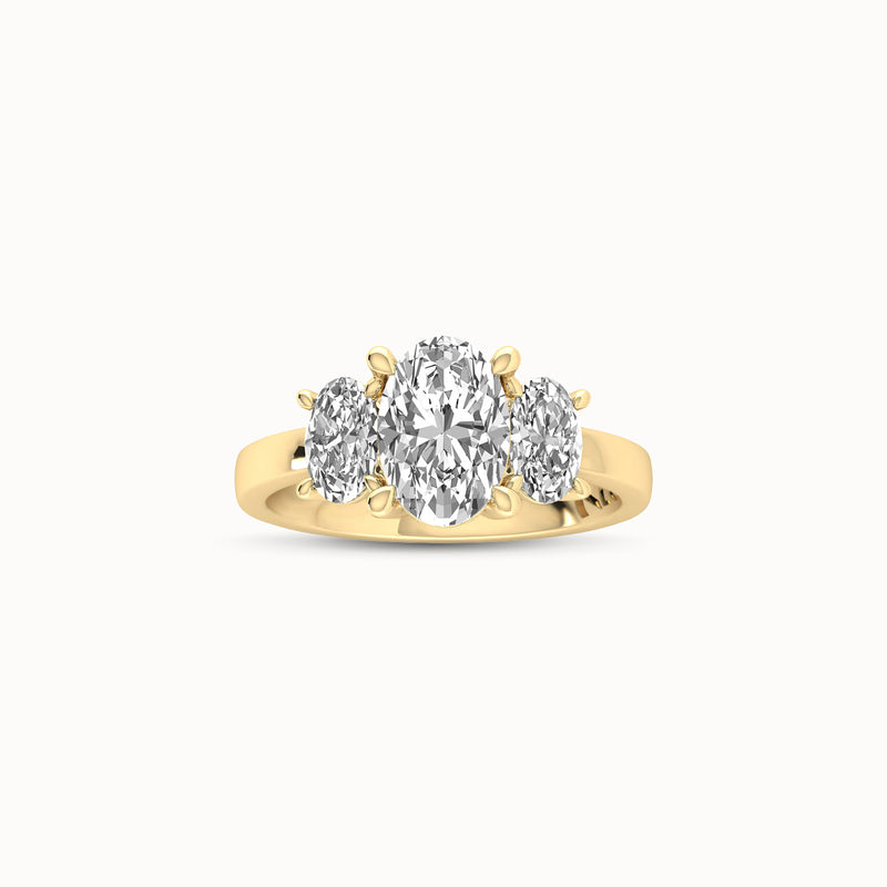 1OV152OV90 - Oval Three Stone Engagement Ring with Oval Side Accents