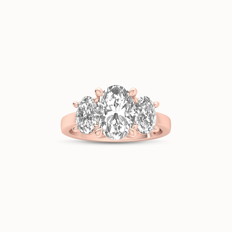 1OV202OV150 - Oval Three Stone Engagement Ring with Round Side Accents