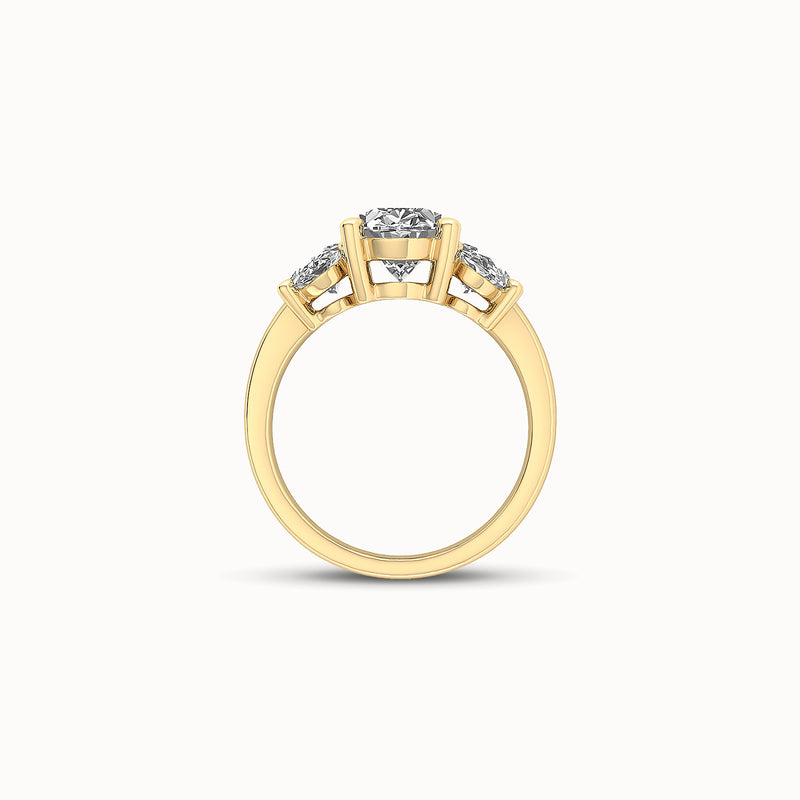 1OV202OV150 - Oval Three Stone Engagement Ring with Round Side Accents
