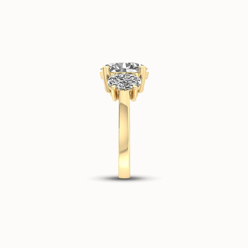 1OV202OV150 - Oval Three Stone Engagement Ring with Round Side Accents