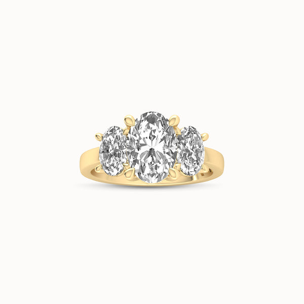 1OV202OV150 - Oval Three Stone Engagement Ring with Round Side Accents