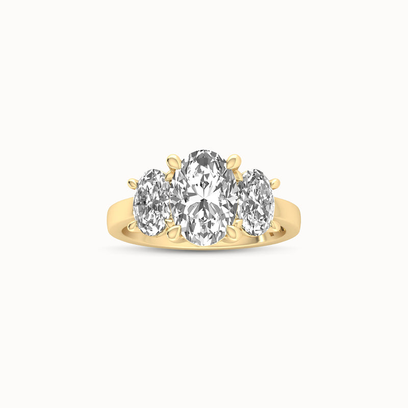 1OV202OV150 - Oval Three Stone Engagement Ring with Round Side Accents
