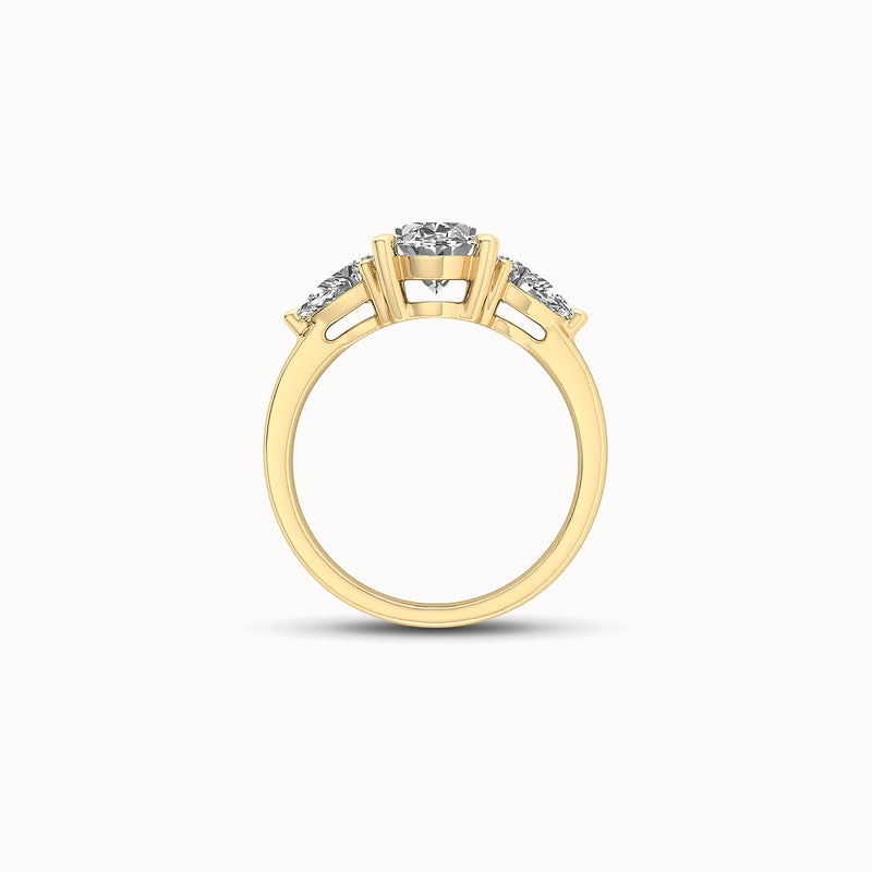 1OV102PS50 - Oval Three Stone Engagement Ring with Pear Side Accents