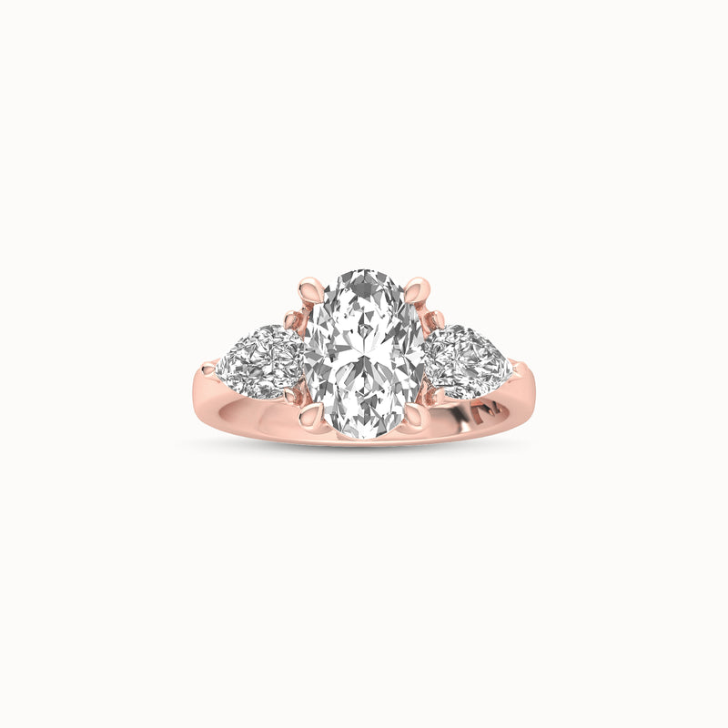 1OV202PS100 - Oval Three Stone Engagement Ring with Pear Side Accents