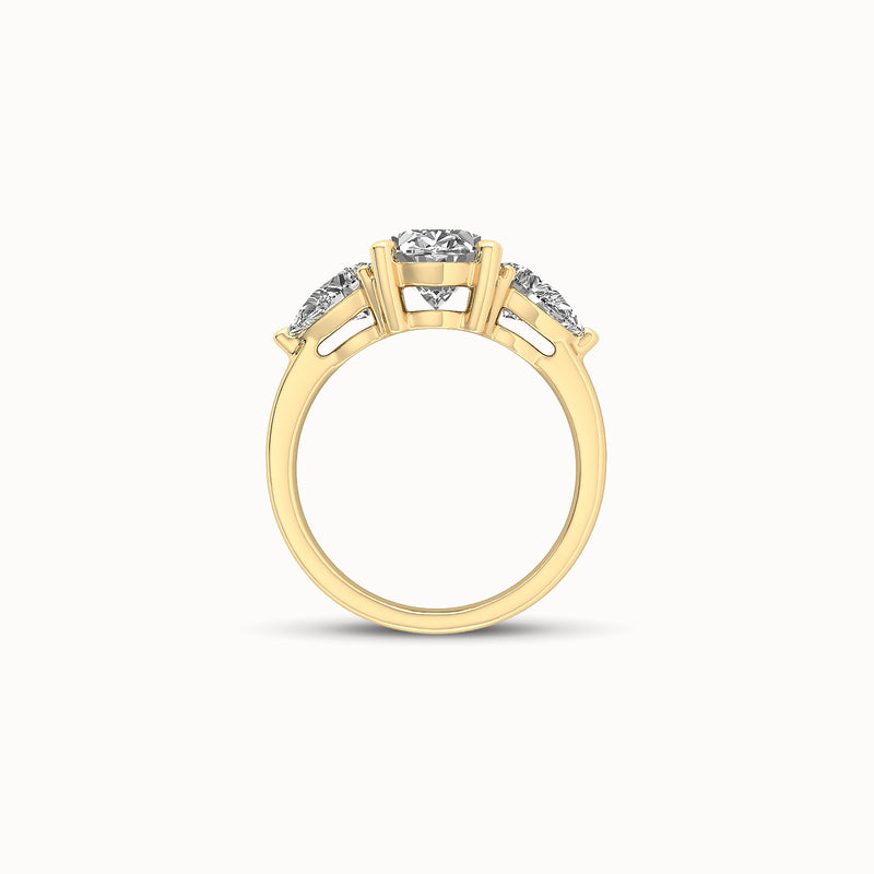 1OV202PS100 - Oval Three Stone Engagement Ring with Pear Side Accents