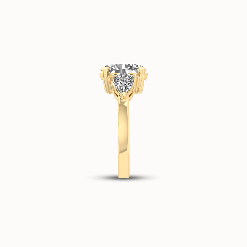 1OV202PS100 - Oval Three Stone Engagement Ring with Pear Side Accents
