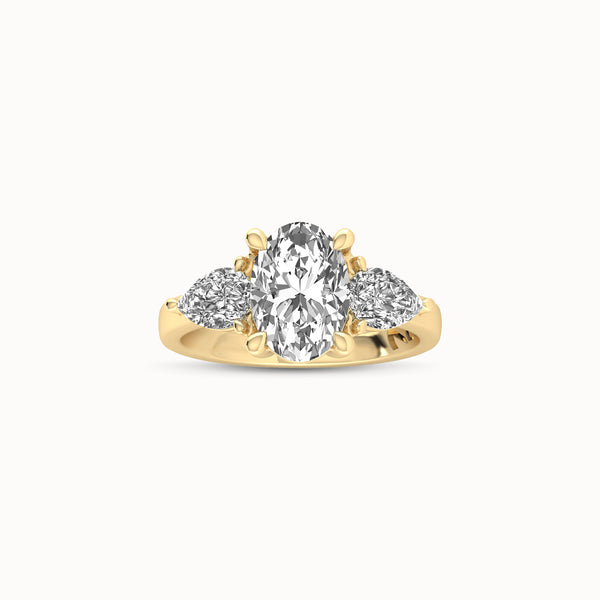 1OV202PS100 - Oval Three Stone Engagement Ring with Pear Side Accents