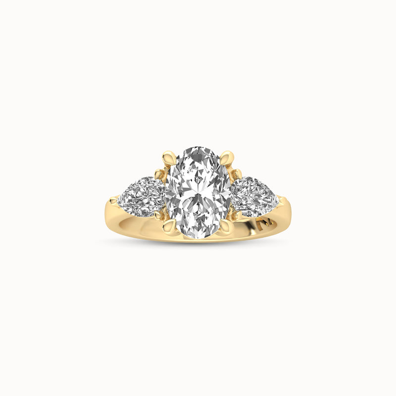 1OV202PS100 - Oval Three Stone Engagement Ring with Pear Side Accents
