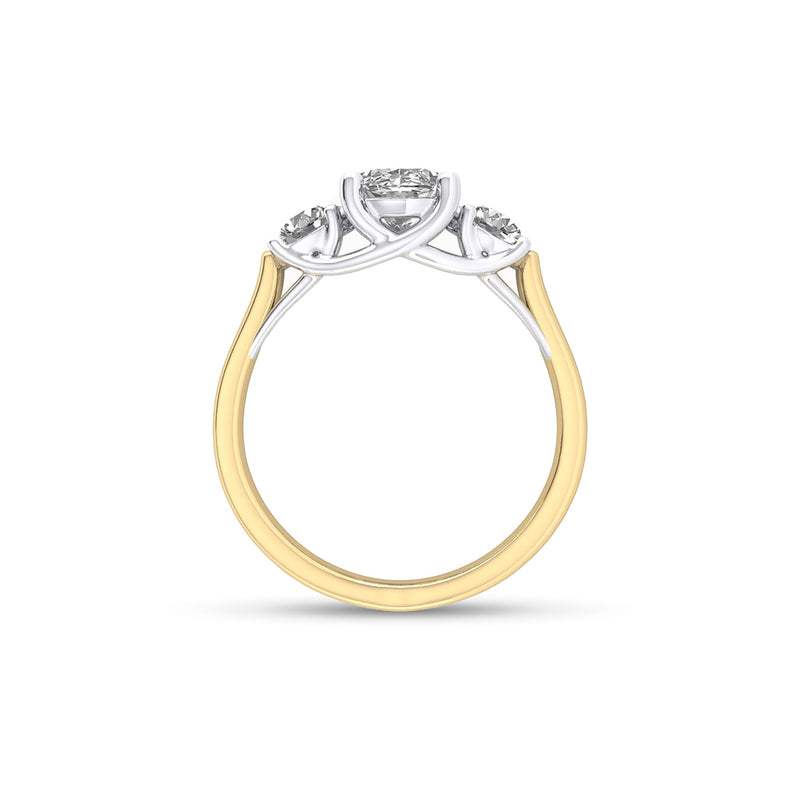 1OV102RD82 - Oval Three Stone Engagement Ring with Round Side Accents