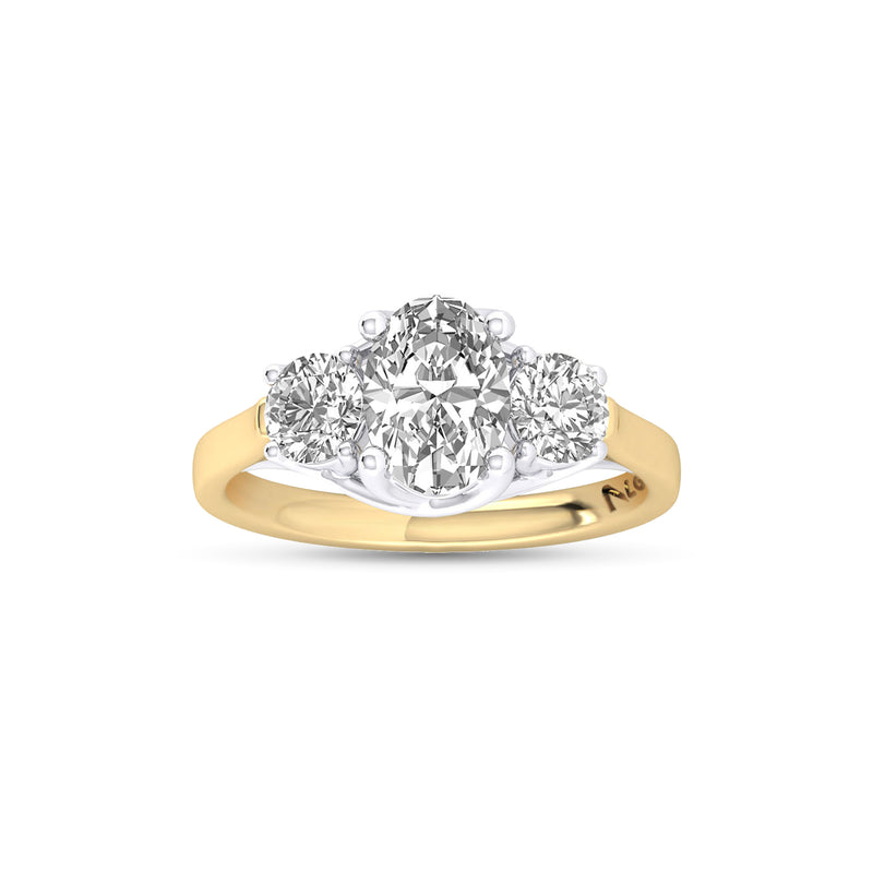 1OV102RD82 - Oval Three Stone Engagement Ring with Round Side Accents