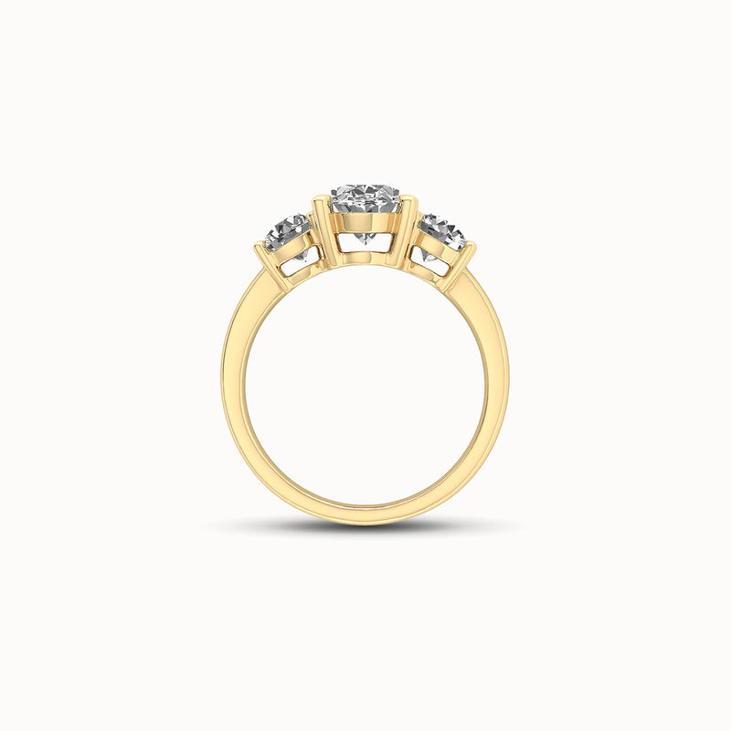 1OV152RD110 - Oval Three Stone Engagement Ring with Round Side Accents
