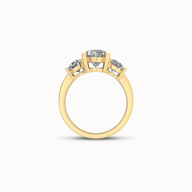 1OV202RD170 - Oval Three Stone Engagement Ring with Round Side Accents
