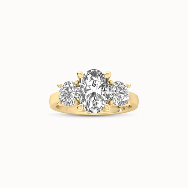 1OV202RD170 - Oval Three Stone Engagement Ring with Round Side Accents