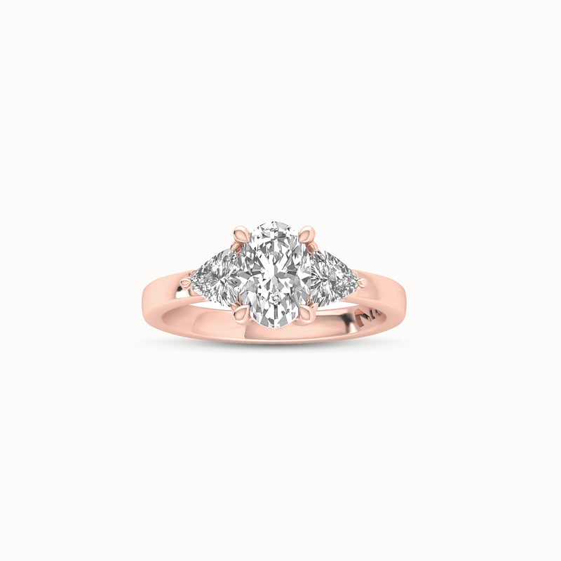 1OV102TR50 - Oval Three Stone Engagement Ring with Trillian Side Accents