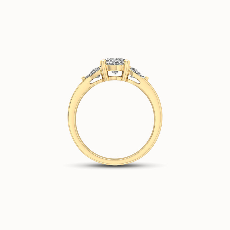 1OV102TR50 - Oval Three Stone Engagement Ring with Trillian Side Accents