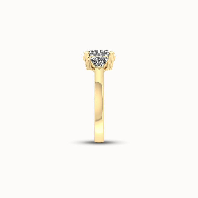 1OV102TR50 - Oval Three Stone Engagement Ring with Trillian Side Accents