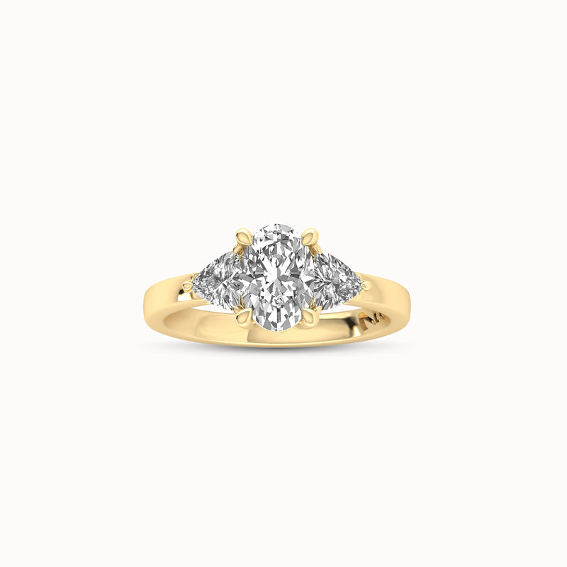 1OV102TR50 - Oval Three Stone Engagement Ring with Trillian Side Accents