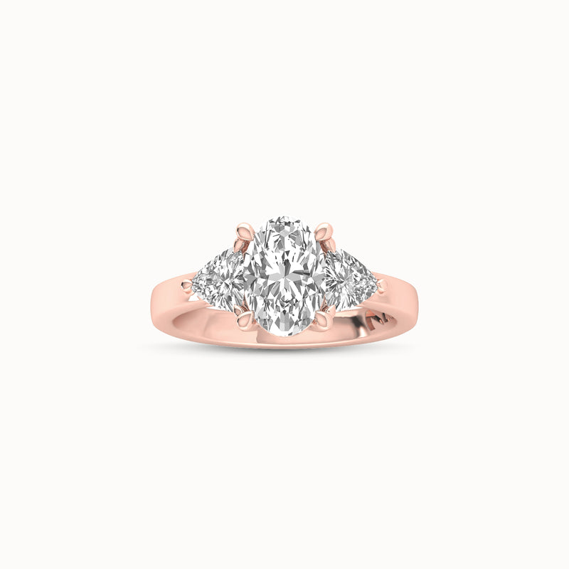 1OV152TR80 - Oval Three Stone Engagement Ring with Trillian Side Accents