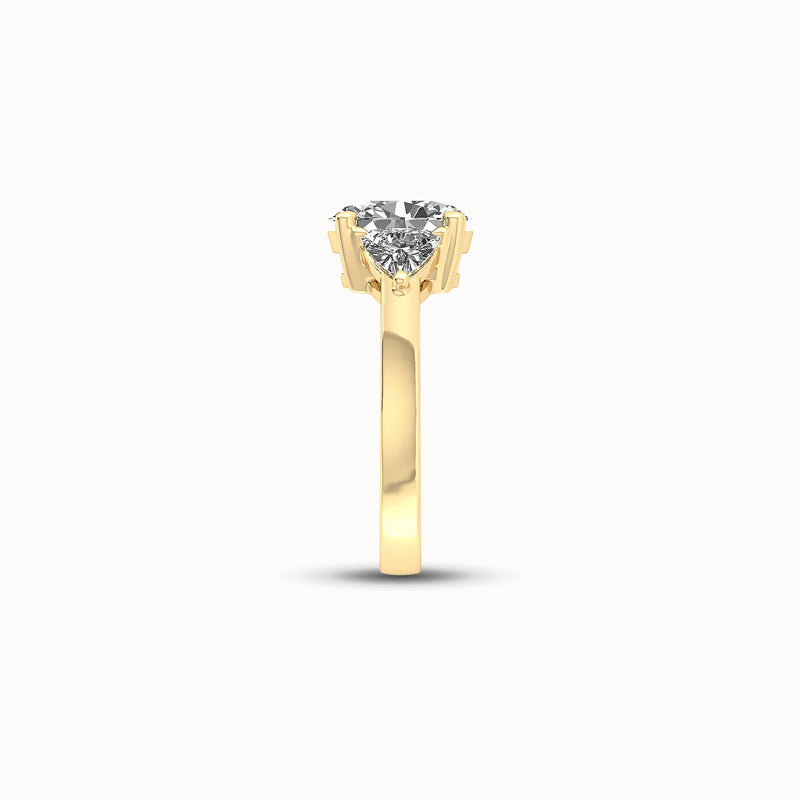 1OV152TR80 - Oval Three Stone Engagement Ring with Trillian Side Accents