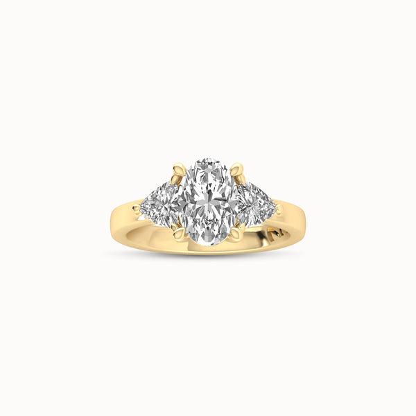 1OV152TR80 - Oval Three Stone Engagement Ring with Trillian Side Accents