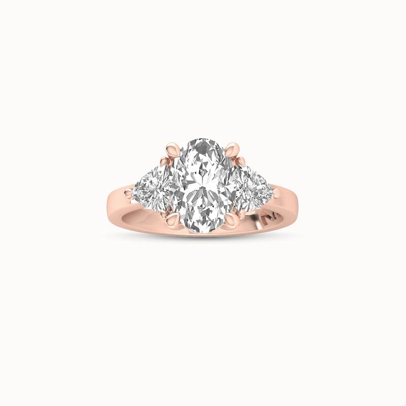 1OV202TR120 - Oval Three Stone Engagement Ring with Trillian Side Accents