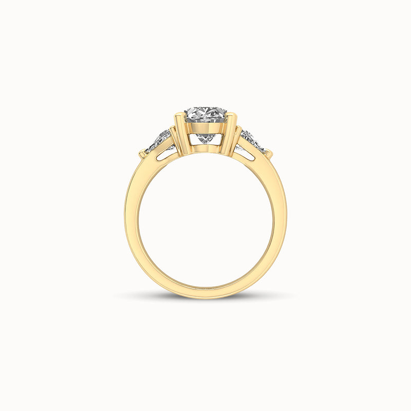 1OV202TR120 - Oval Three Stone Engagement Ring with Trillian Side Accents