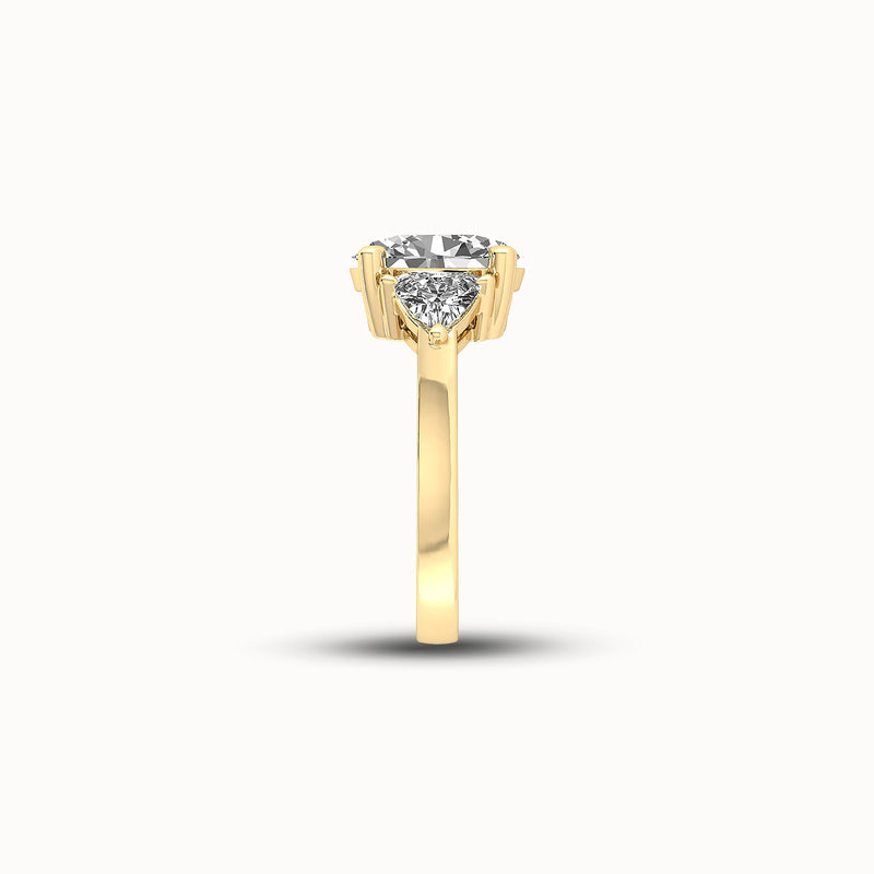 1OV202TR120 - Oval Three Stone Engagement Ring with Trillian Side Accents