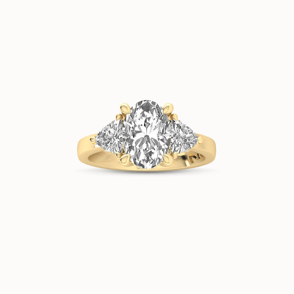 1OV202TR120 - Oval Three Stone Engagement Ring with Trillian Side Accents