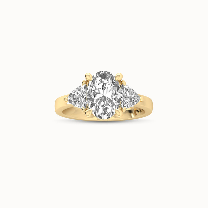 1OV202TR120 - Oval Three Stone Engagement Ring with Trillian Side Accents